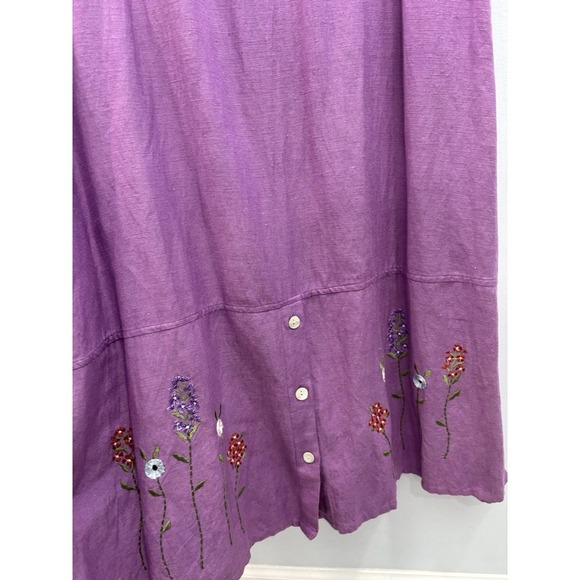 J Gee Purple Sleeveless Maxi Dress 2X Embroidered Linen Blend NWT - Picture 5 of 10